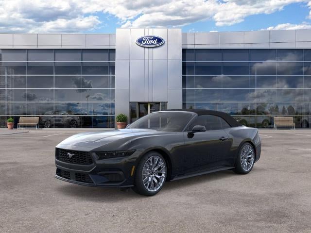 2026 Ford Mustang EcoBoost Convertible in Shadow Black — front three-quarter view