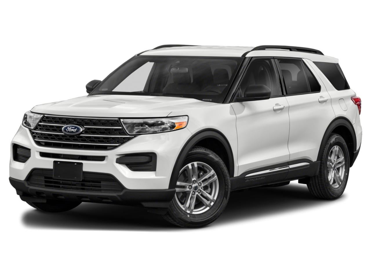 2021 Ford Explorer XLT 4WD in White — front three-quarter view
