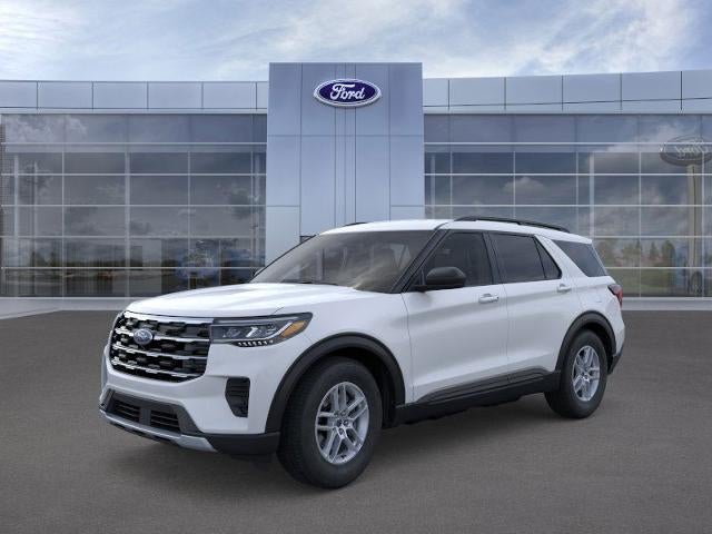 2026 Ford Explorer Active w/100A Pkg 4WD in Space White Metallic — front three-quarter view